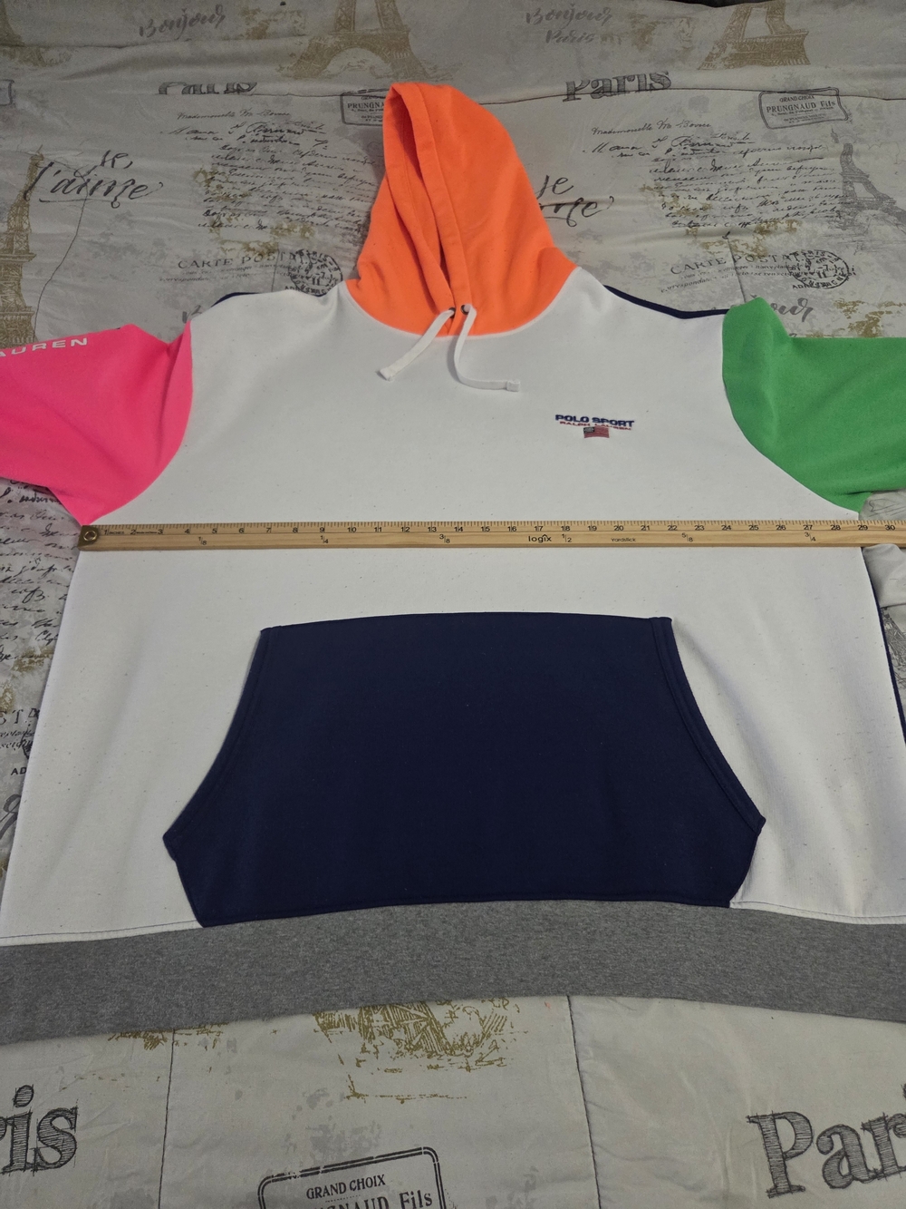 Polo Ralph Lauren Multicolor Hoodie - White with Neon Accents (Some Pilling) - Picture 4 of 7